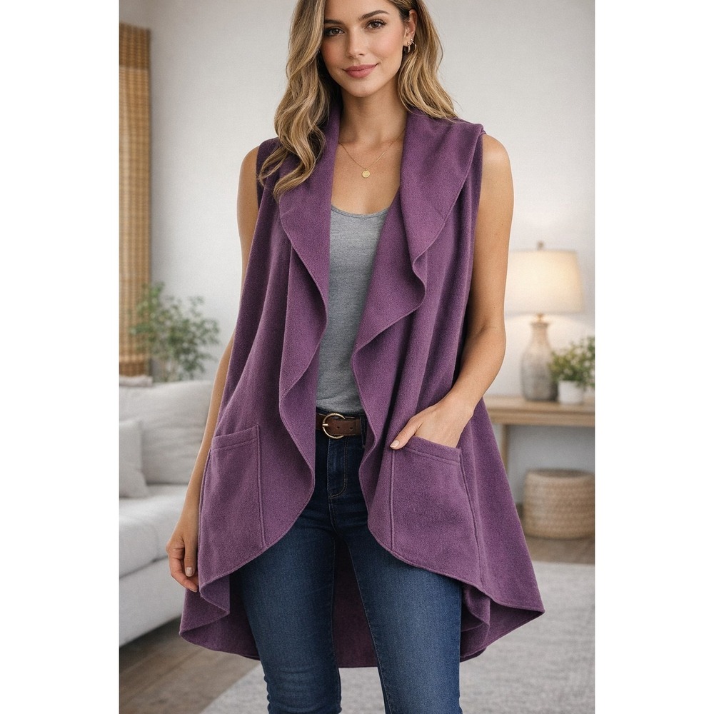 JANSKA Polartek Fleece Cape Plum Purple 1 Size Jacket Pockets MADE IN USA ONE SZ